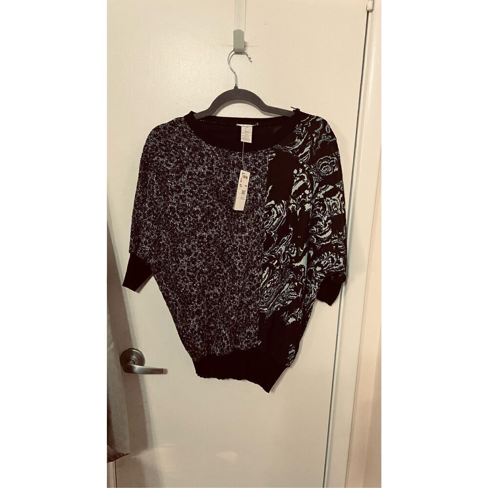 ALBERTO MAKALI ART TO WEAR BLACK WHITE BLOUSE SZ S NEW